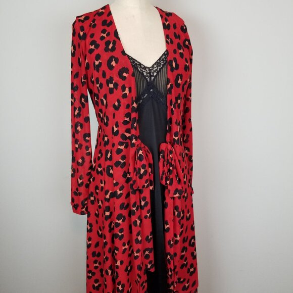 CAbi Sexy 5771 Siren Red Leopard Nylon Net Midi Wrap Dress * Ladies Size XS NEW - Picture 9 of 11